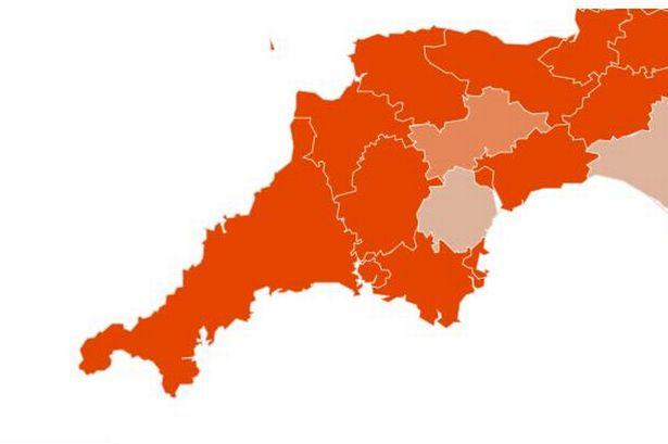This map shows how likely each local authority area is to be over 100 weekly cases per 100,000 in the week ending December 6